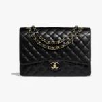 CHANEL / MAXI CLASSIC HANDBAG Grained Calfskin & Gold-Tone Metal Black