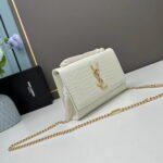 YSL Kat crocodile chain strap shoulder bag with gold hardware 7219 white size: 20*14*5cm/24*15*6cm - Image 3