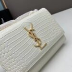 YSL Kat crocodile chain strap shoulder bag with gold hardware 7219 white size: 20*14*5cm/24*15*6cm - Image 5