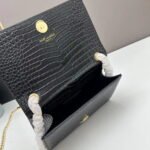 YSL Kat crocodile chain strap shoulder bag with gold hardware 7219 black size: 20*14*5cm/24*15*6cm - Image 8