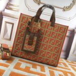 FENDI peekaboo Canvas Tote with mobile phone bag Red 2118 Size: 37*32 cm