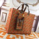 FENDI peekaboo Canvas Tote with mobile phone bag Red 2118 Size: 37*32 cm - Image 2