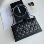 Chanel chain crossbody bag Cowhide with diamond lattice sliver hardware black A50076 size: 18*10.5*3.5cm - Image 3