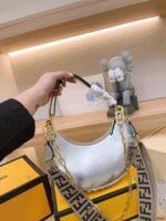 FENDI Patent leather half moon bag Sliver and gold with chain strap Size: 34*16cm - Image 2
