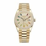 Rolex Day-Date Yellow Gold With Pave Diamond Dial Sapphire 128348RBR-0030